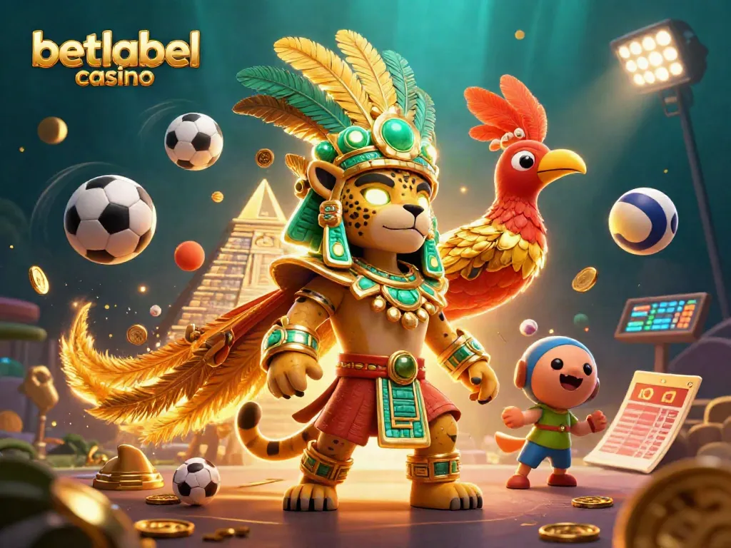 Engage with the energetic atmosphere at betlabel casino featuring dynamic sports elements and vibrant characters.